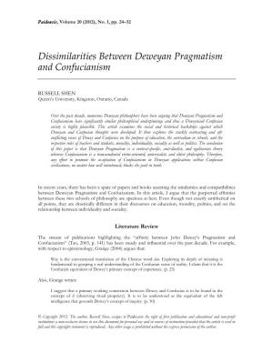 Dissimilarities Between Deweyan Pragmatism and Confucianism