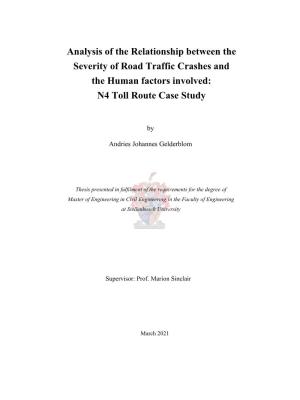 Analysis of the Relationship Between the Severity of Road Traffic Crashes and the Human Factors Involved: N4 Toll Route Case Study