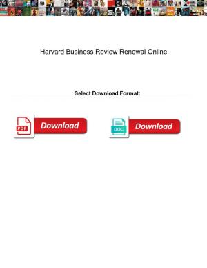 Harvard Business Review Renewal Online