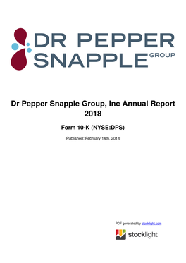 Dr Pepper Snapple Group, Inc Annual Report 2018