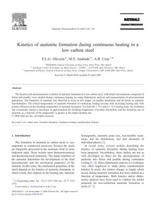 Kinetics of Austenite Formation During Continuous Heating in a Low Carbon Steel ⁎ F.L.G