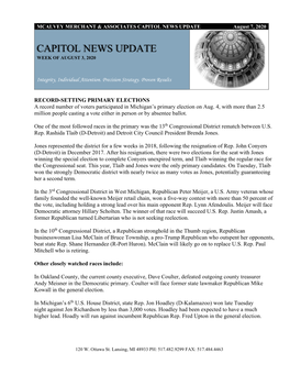 CAPITOL NEWS UPDATE August 7, 2020