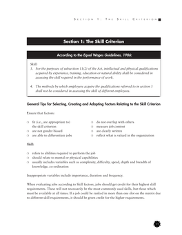 Section 1: the Skill Criterion