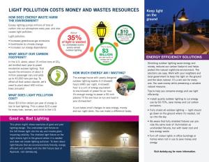 Light Pollution Costs Money and Wastes Resources