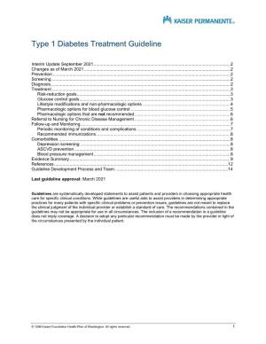 Type 1 Diabetes Treatment Guideline | Kaiser Permanente Washington