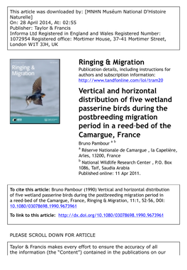 Ringing & Migration Vertical and Horizontal Distribution of Five