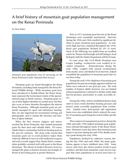 A Brief History of Mountain Goat Population Management on the Kenai Peninsula by Dom Watts