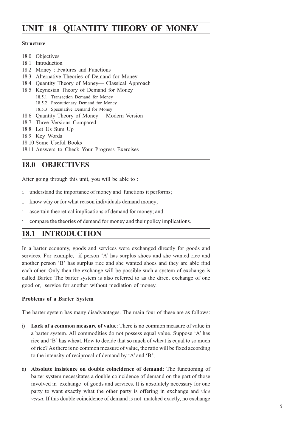 Unit 18 Quantity Theory of Money