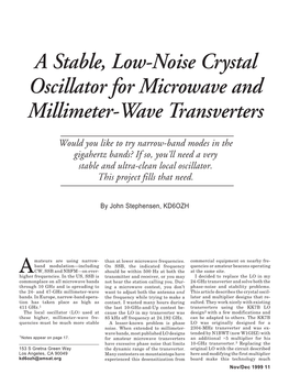 A Stable, Low-Noise Crystal Oscillator for Microwave and Millimeter-Wave Transverters
