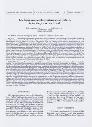 Late Viséan Conodont Biostratigraphy and Biofacies in the Kingscourt Area, Ireland