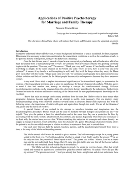 Applications of Positive Psychotherapy for Marriage and Family Therapy