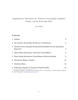 Political Accountability, Legislator Gender, and the Status Quo Bias”