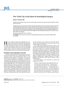 New York City at the Dawn of Neurological Surgery