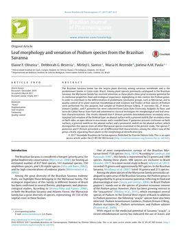 Leaf Morphology and Venation of Psidium Species from the Brazilian Savanna