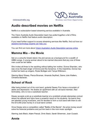 Audio Described Movies on Netflix