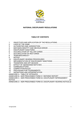 FFA National Disciplinary Regulations 2018