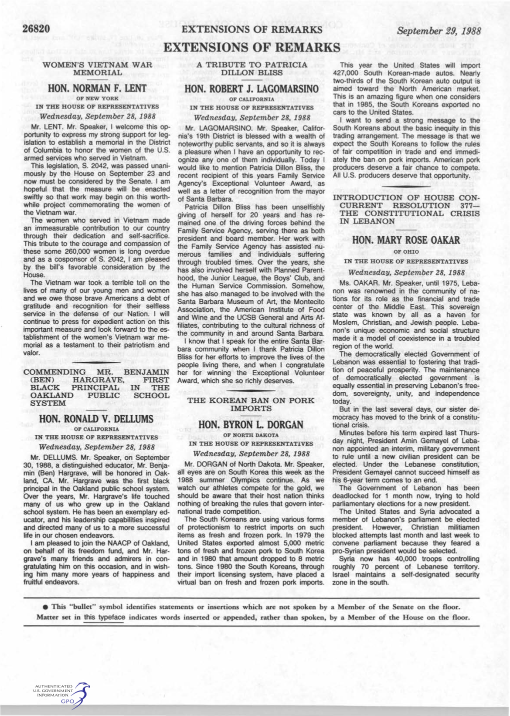 EXTENSIONS of REMARKS September 29, 1988 EXTENSIONS of REMARKS