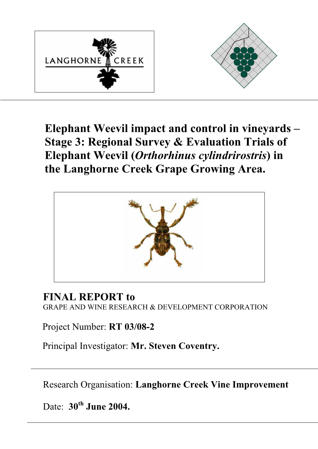 Elephant Weevil Impact and Control in Vineyards – Stage 3