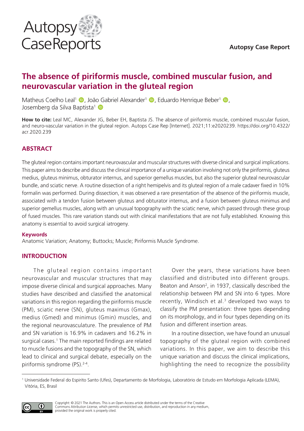 The Absence of Piriformis Muscle, Combined Muscular Fusion, and Neurovascular Variation in the Gluteal Region