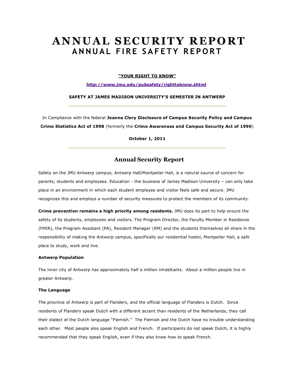 Annual Security Report