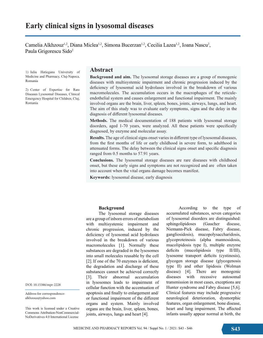 Early Clinical Signs in Lysosomal Diseases