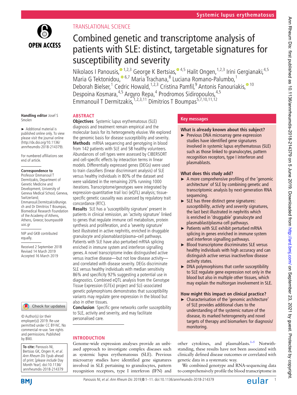 Combined Genetic and Transcriptome Analysis of Patients With