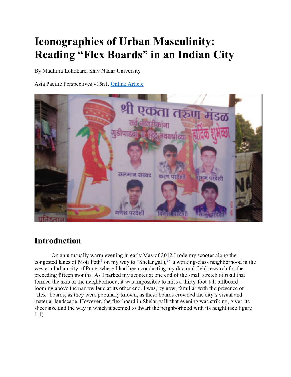 Iconographies of Urban Masculinity: Reading “Flex Boards” in an Indian City