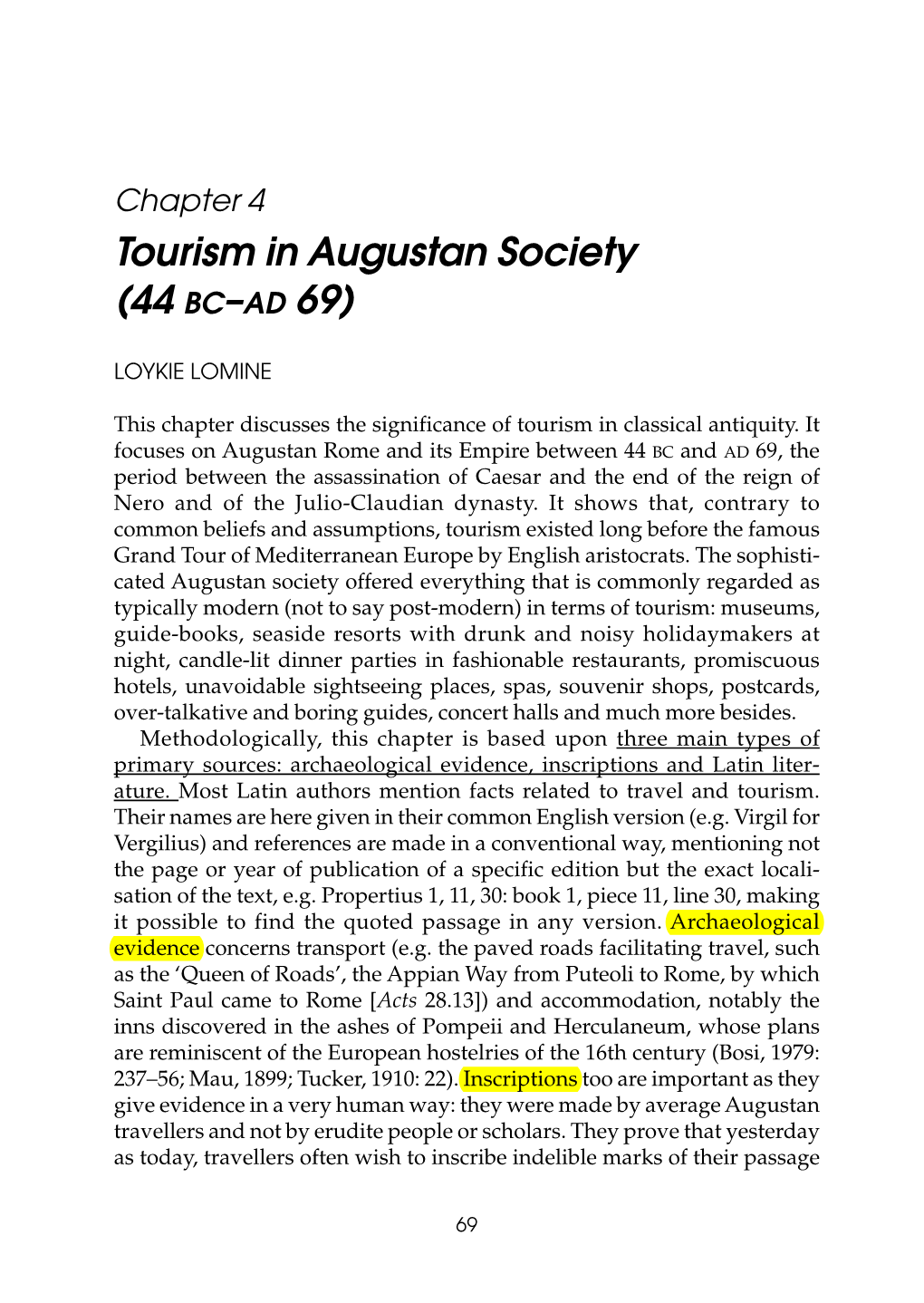 Tourism in Augustan Society (44 BC–AD 69)