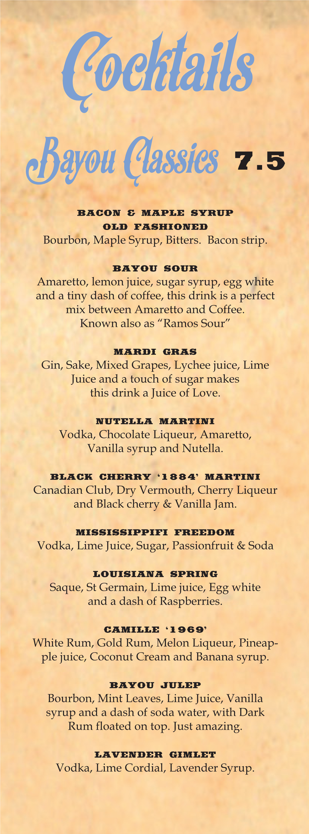 Bayou Drinks Menu DEC2014