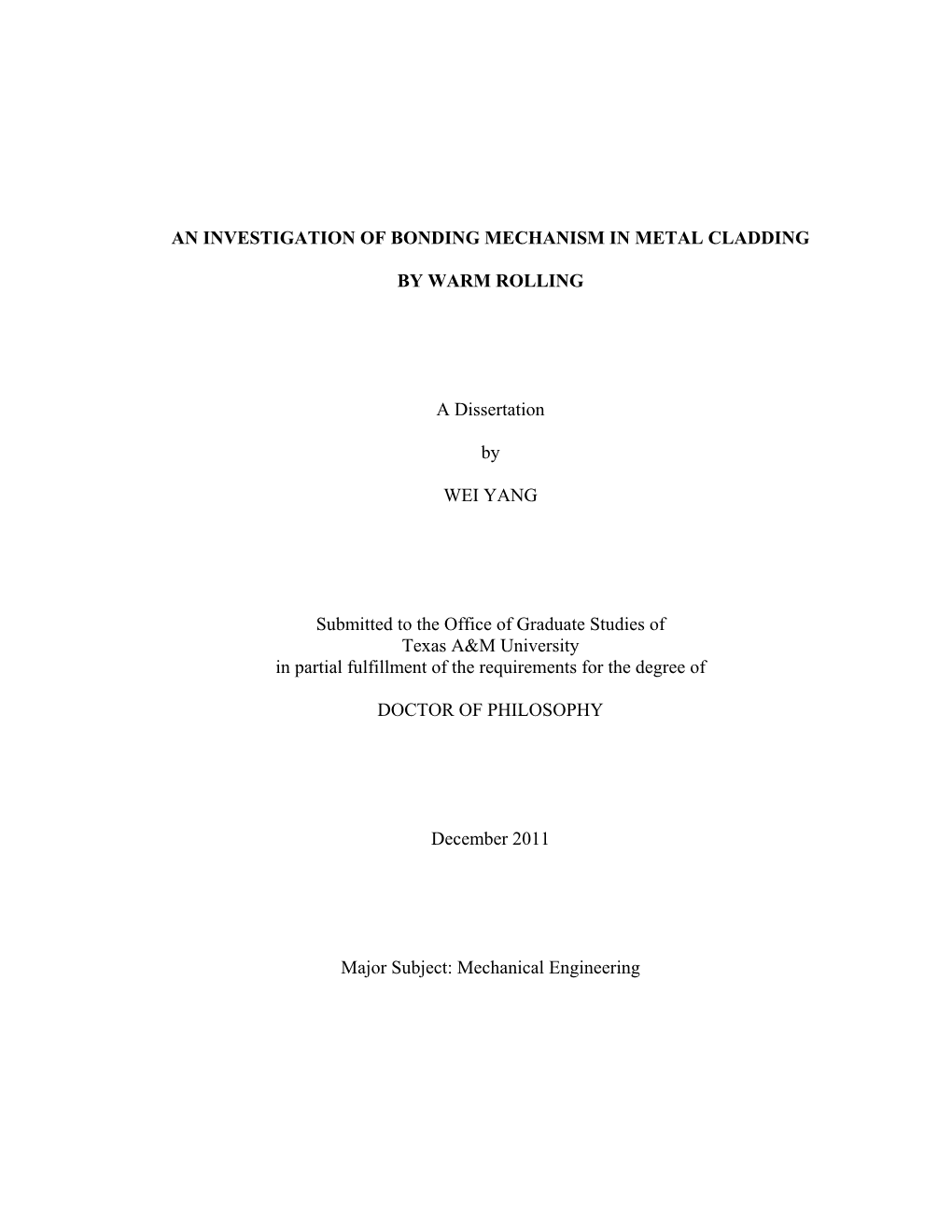 An Investigation of Bonding Mechanism in Metal Cladding