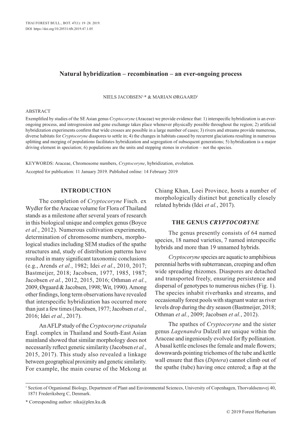 Natural Hybridization – Recombination – an Ever-Ongoing Process