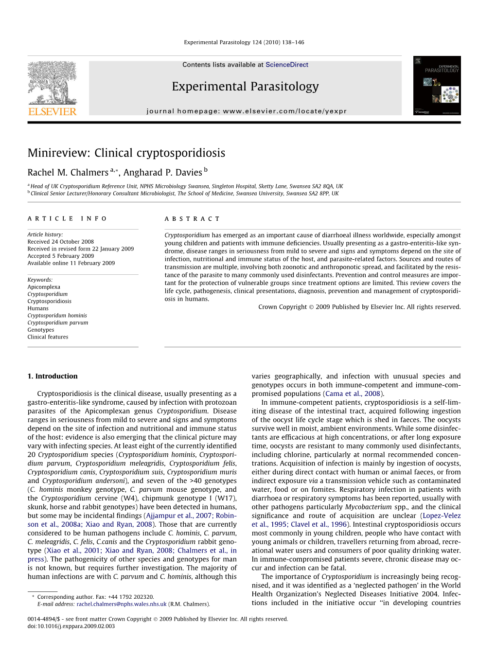 Minireview: Clinical Cryptosporidiosis