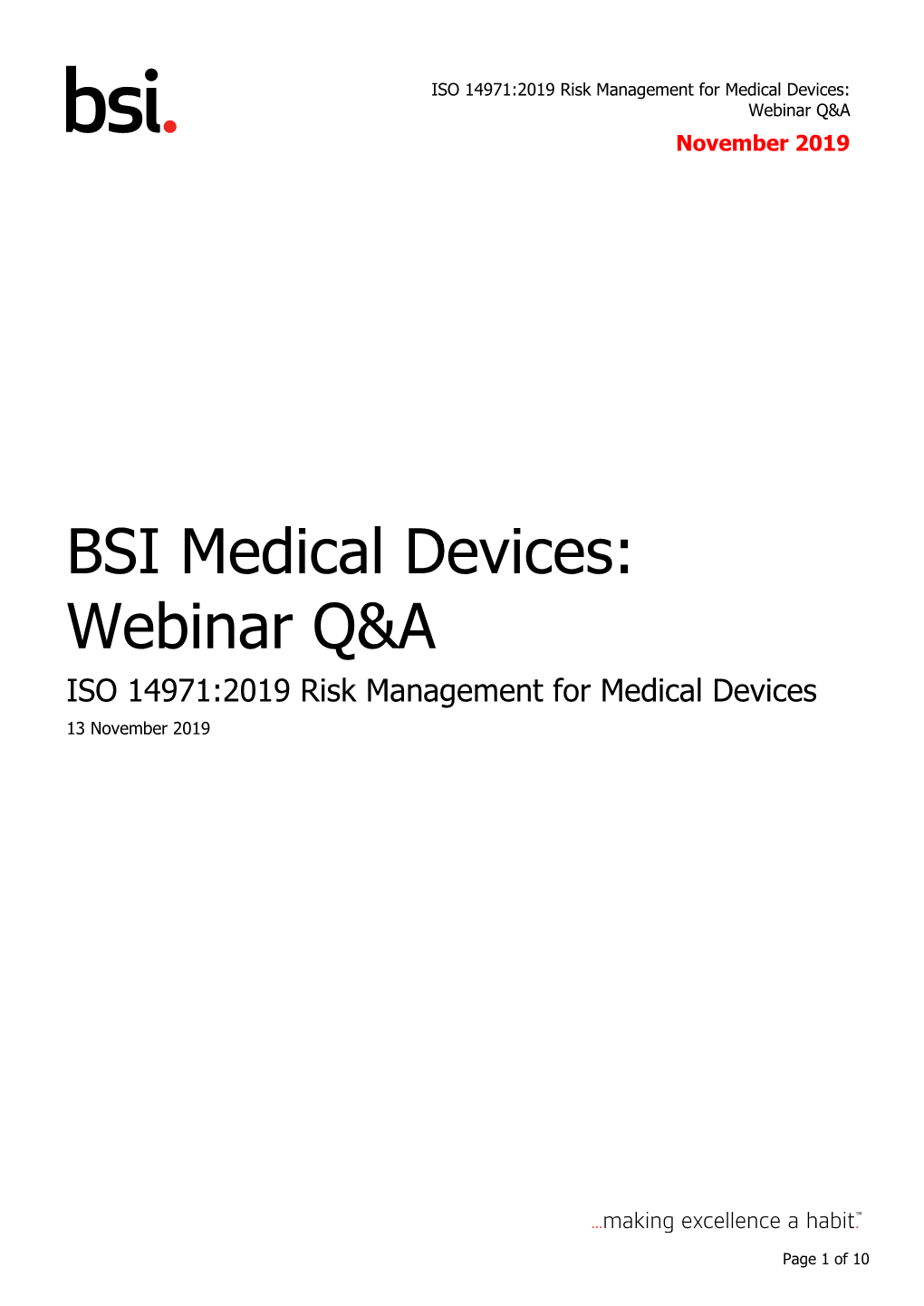 BSI Medical Devices: Webinar Q&A