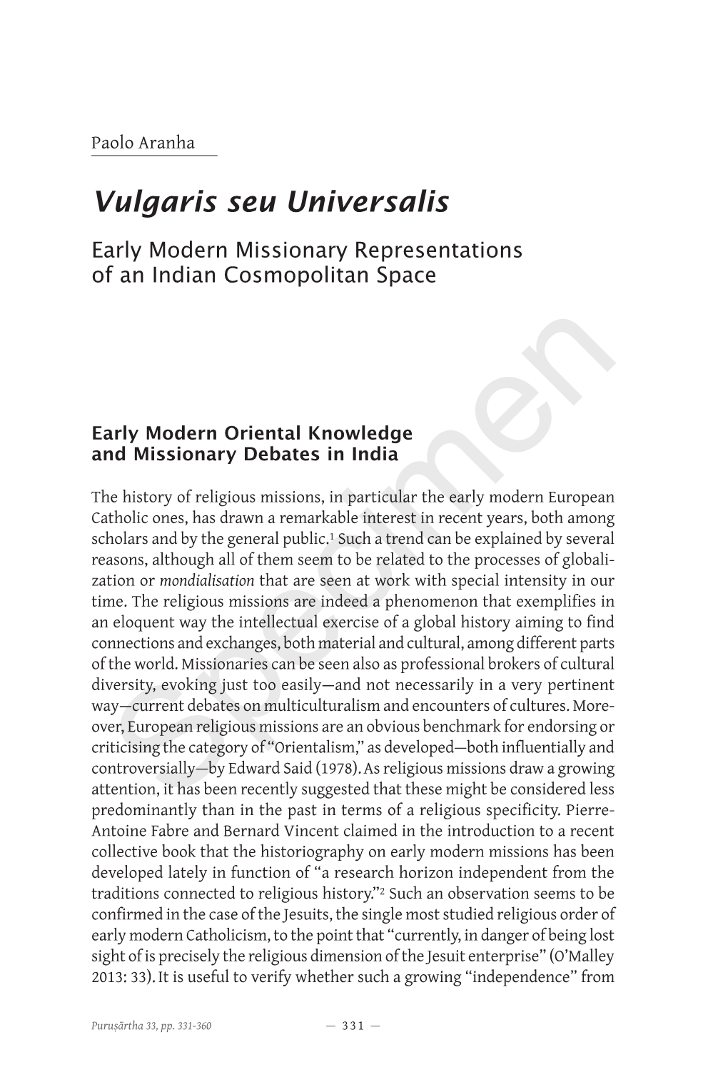 Vulgaris Seu Universalis