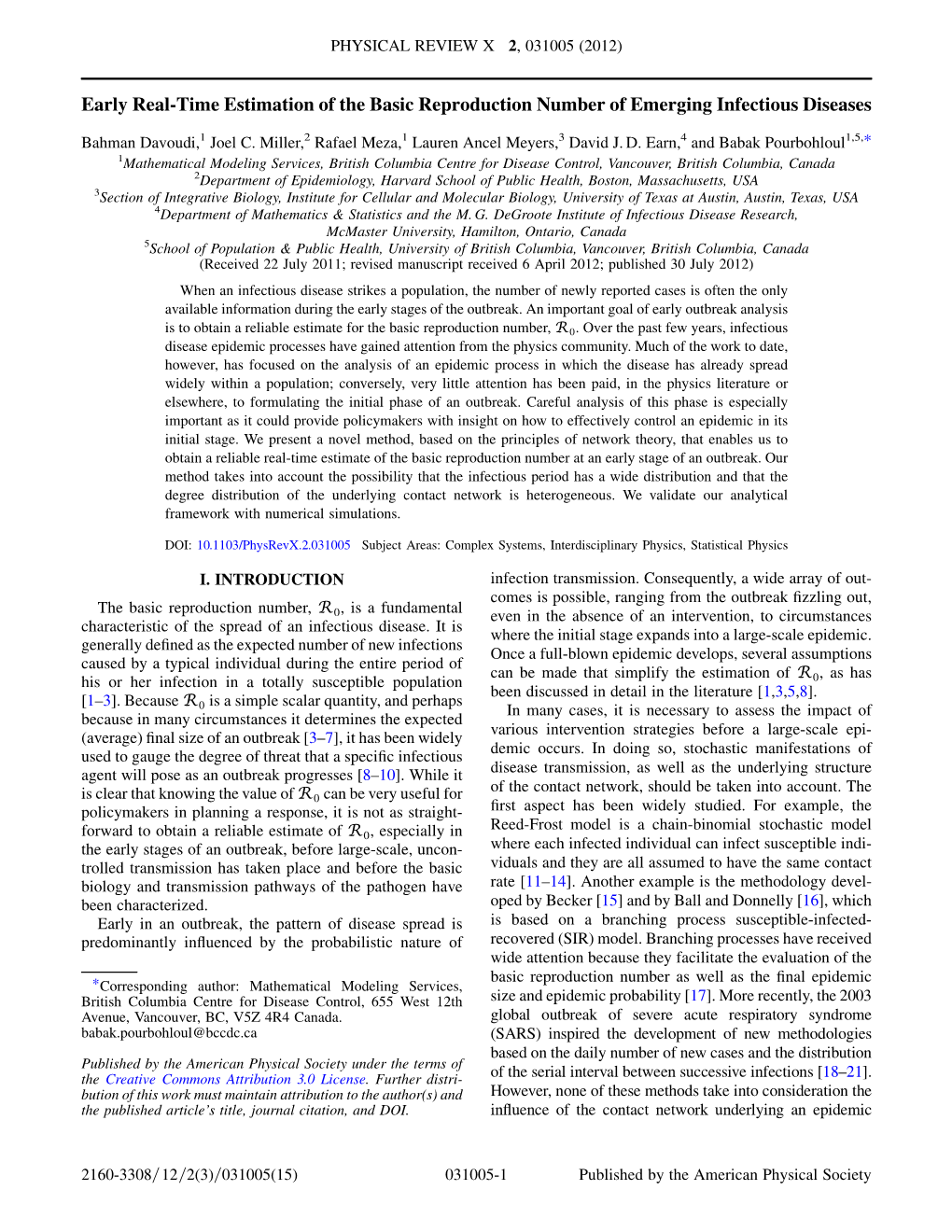 Early Real-Time Estimation of the Basic Reproduction Number of Emerging Infectious Diseases