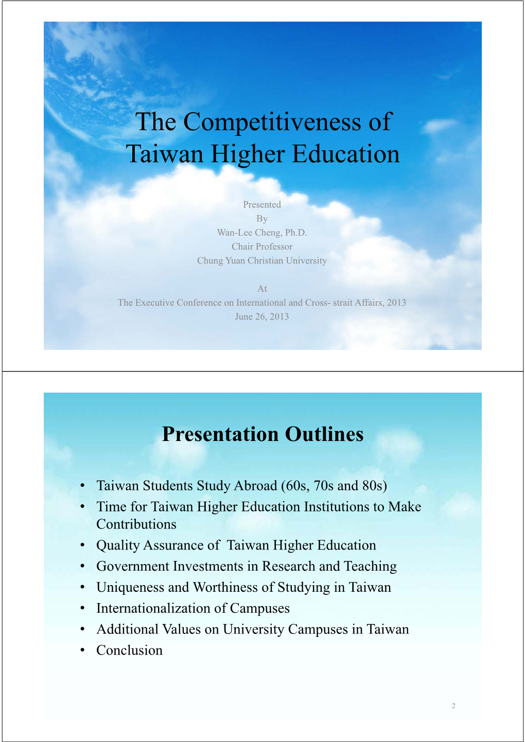 The Competitiveness of Taiwan Higher Education