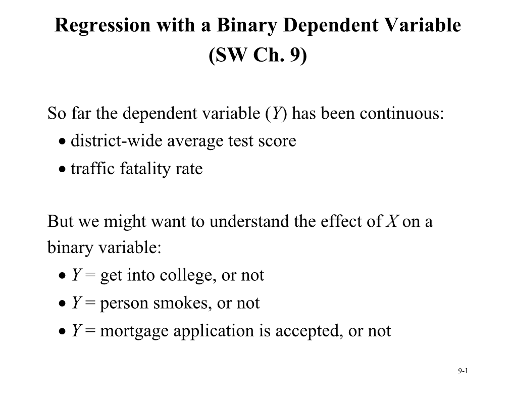 Regression with a Binary Dependent Variable