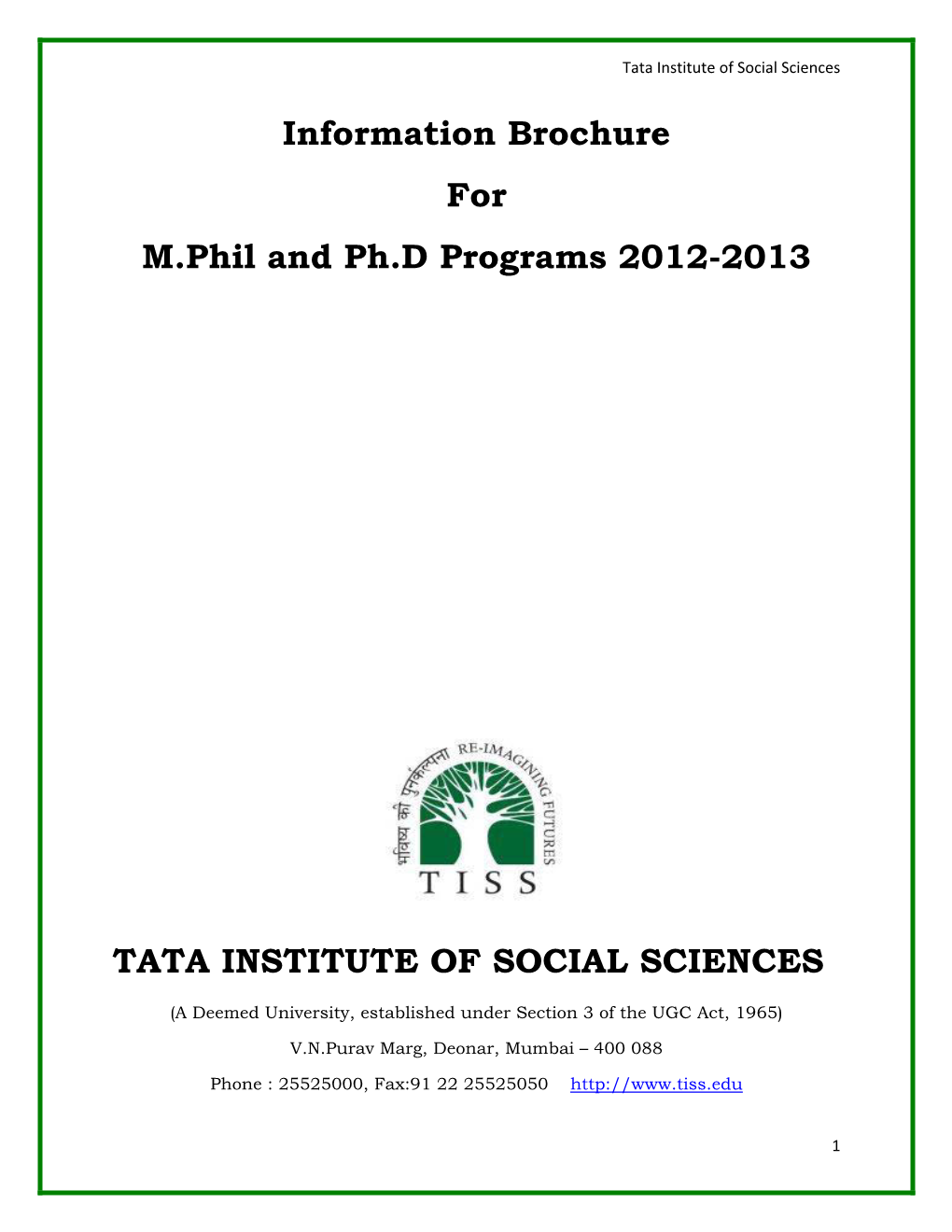 TISS Ph.D Information Broacher.Pdf