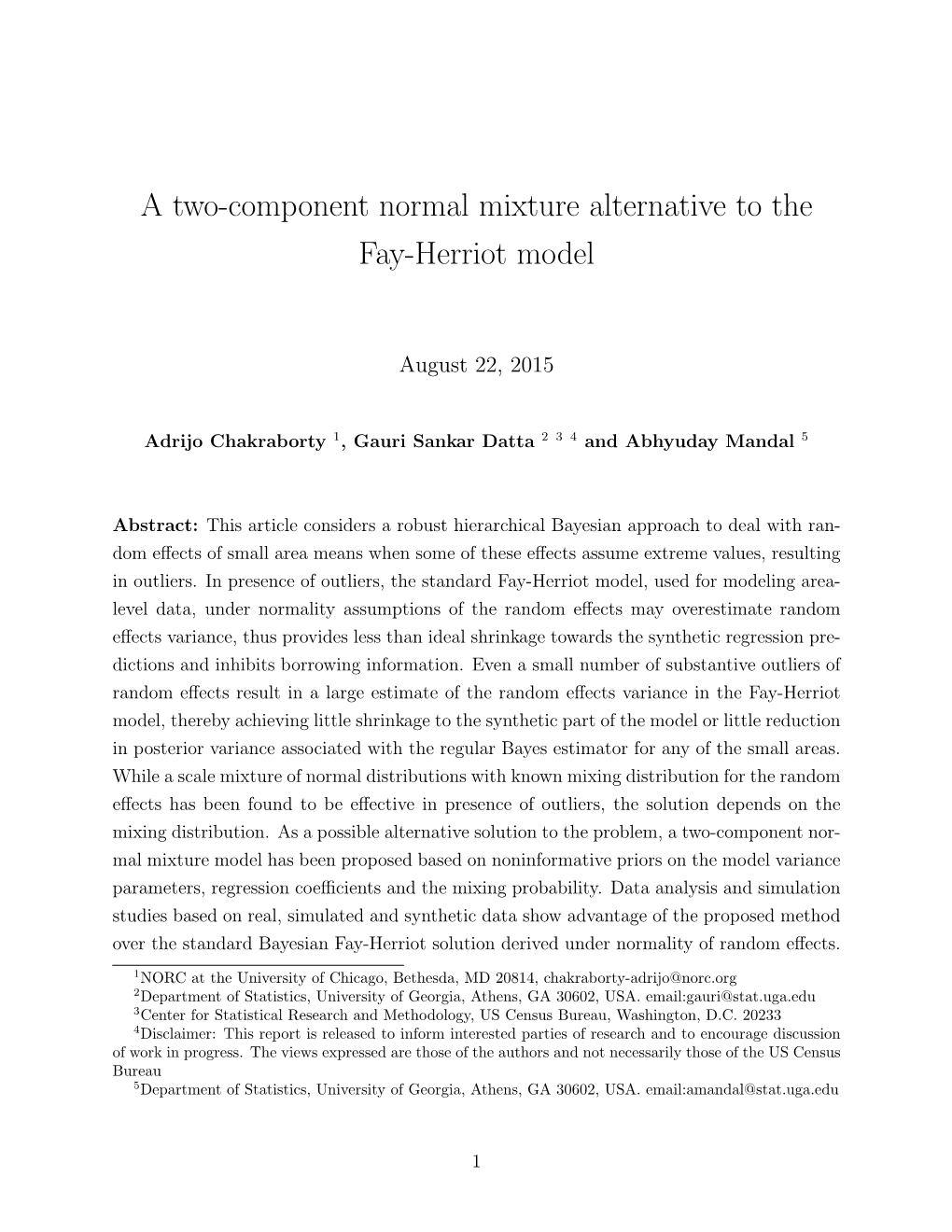 A Two-Component Normal Mixture Alternative to the Fay-Herriot Model