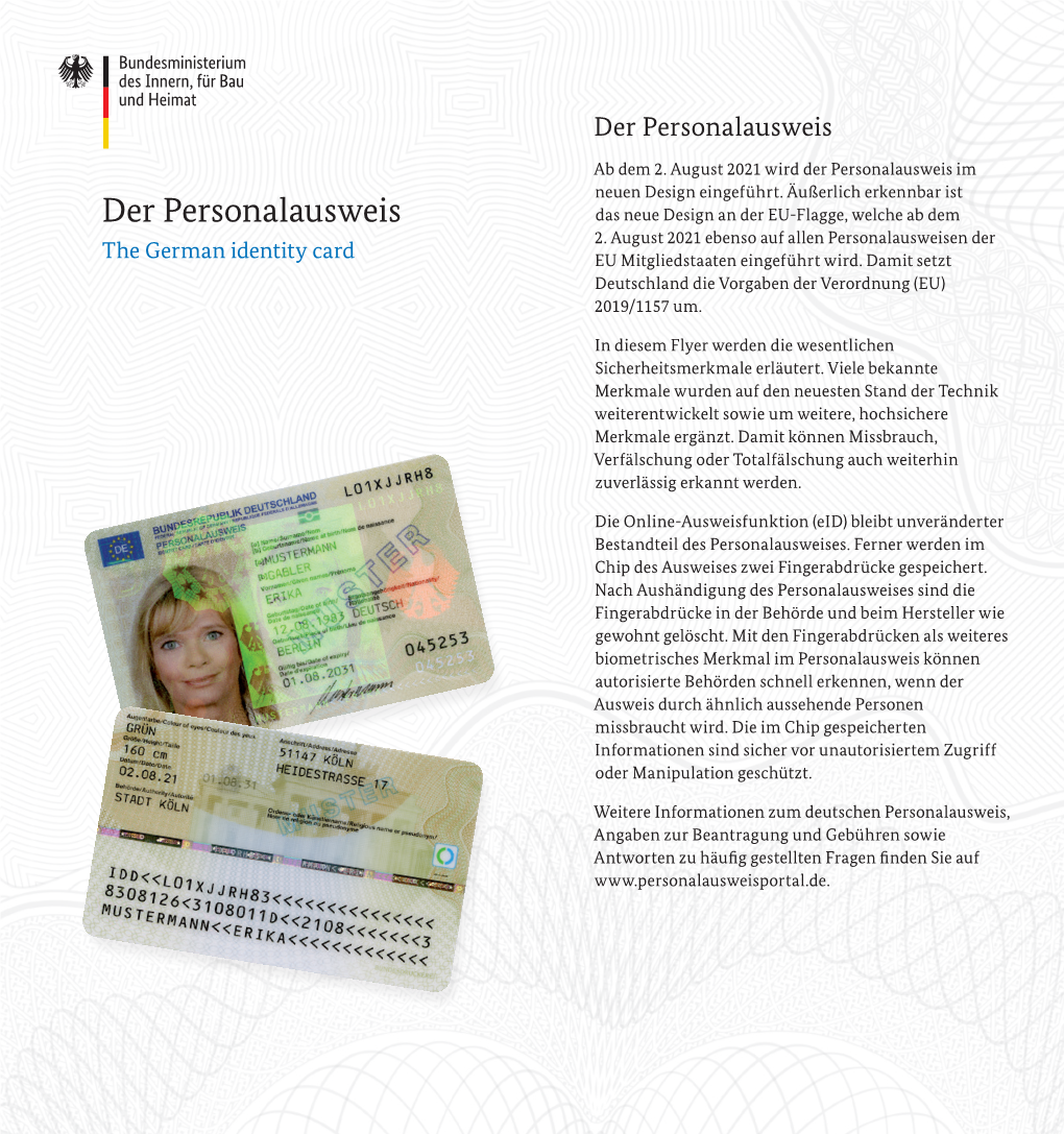 Der Personalausweis Der the German Identity Card Identity German The