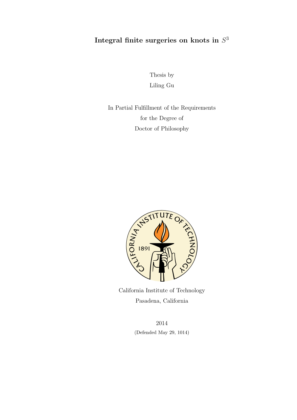 Integral Finite Surgeries on Knots in S3