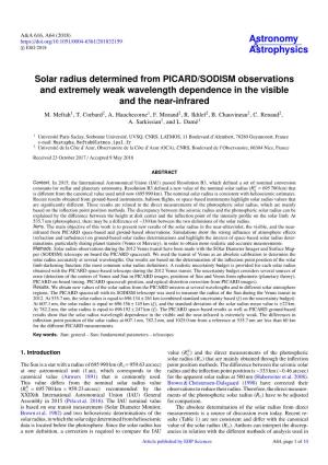 Solar Radius Determined from PICARD/SODISM Observations and Extremely Weak Wavelength Dependence in the Visible and the Near-Infrared
