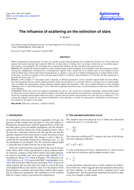 The Influence of Scattering on the Extinction of Stars