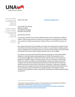 Letter to Minister Shandro Feb 26 2021