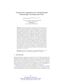 Constructive Linguistics for Computational Phraseology: the Esperanto Case