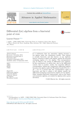 Differential (Lie) Algebras from a Functorial Point of View