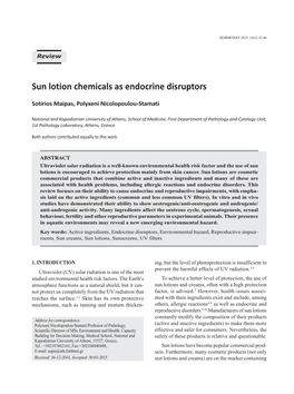 Sun Lotion Chemicals As Endocrine Disruptors