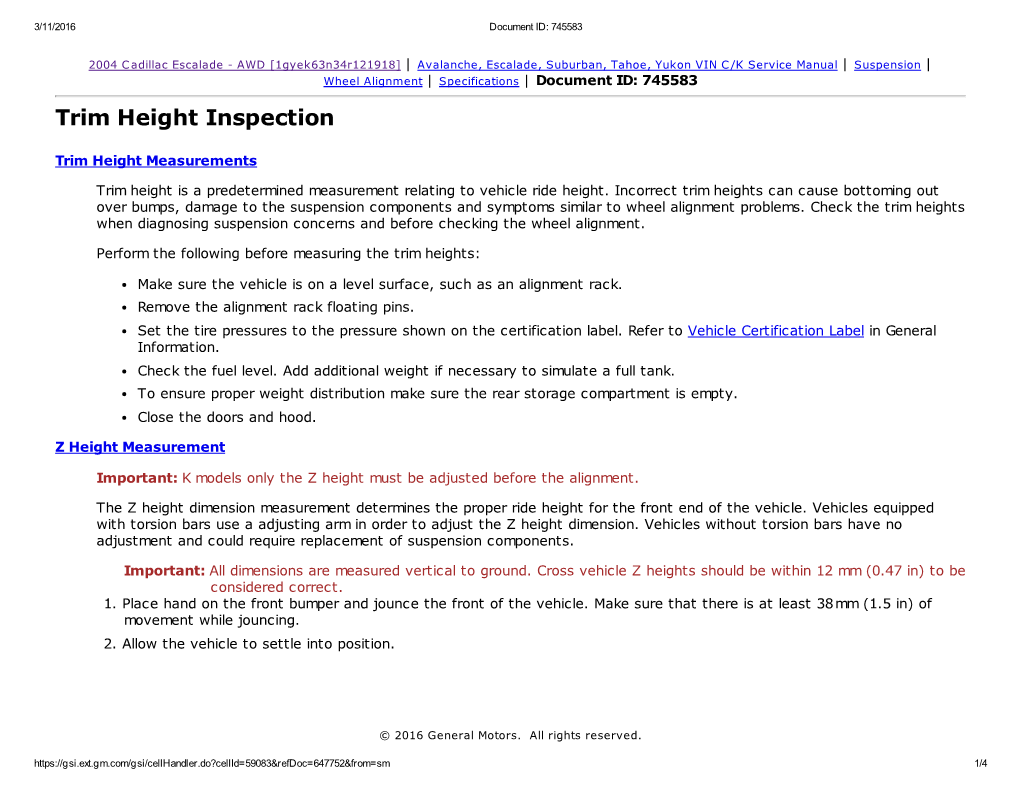 Trim Height Inspection