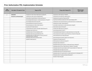Prior Authorization PDL Implementation Schedule