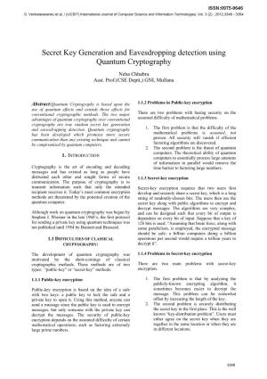 Secret Key Generation and Eavesdropping Detection Using Quantum Cryptography
